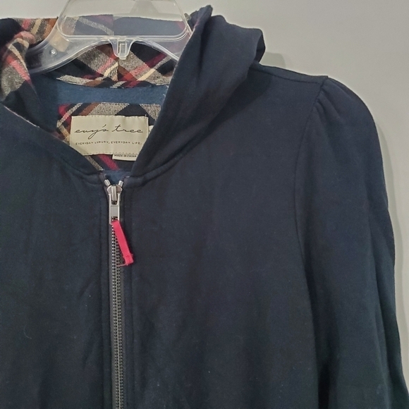 EVY'S Tree Womens Sophie Size Small Holiday Black Zip Up Baby Doll Hoodie - Picture 2 of 15